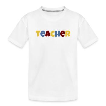 Texte coloré de l’enseignant - T-shirt bio Premium Enfant - blanc - Devant