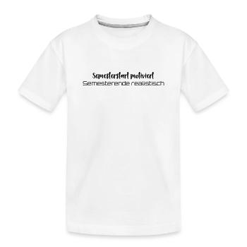 Kaffee → Lernen → Existenzkrise - Kinder Premium Bio T-Shirt - Weiß - Vorne