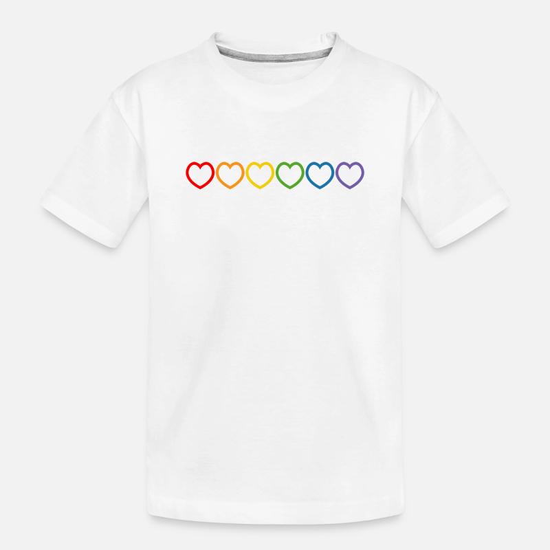 Regenbogenherzchen outline - Kinder Premium Bio T-Shirt - Weiß