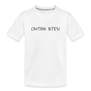 Vorsicht bissig! – Klare Ansage mit Attitude - Kinder Premium Bio T-Shirt - Weiß - Vorne