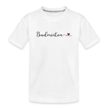 Badminton - Kinder Premium Bio T-Shirt - Weiß - Vorne