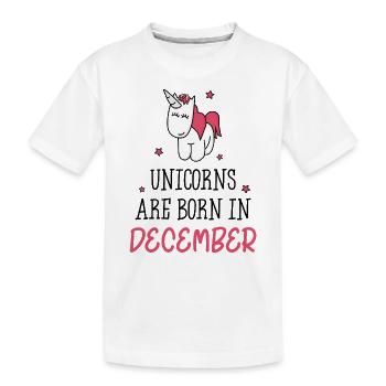 Les licornes naissent en décembre - T-shirt bio Premium Enfant - blanc - Devant