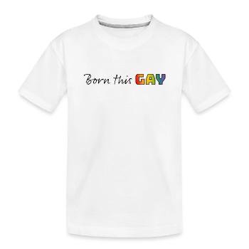 Rainbow born this gay - Kids' Premium Organic T-Shirt - white - Front