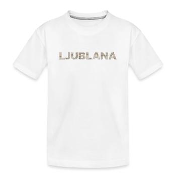 LJUBLJANA – Architectural Stone Typography - Kinder Premium Bio T-Shirt - Weiß - Vorne