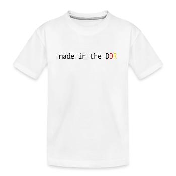 DDR Lustiger Spruch Made in the DDR - Kinder Premium Bio T-Shirt - Weiß - Vorne