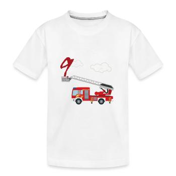 Feuerwehrauto - 9. Geburtstag - Kinder Premium Bio T-Shirt - Weiß - Vorne