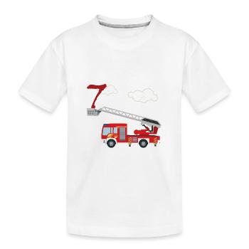 Camion de pompiers - 7e anniversaire - T-shirt bio Premium Enfant - blanc - Devant