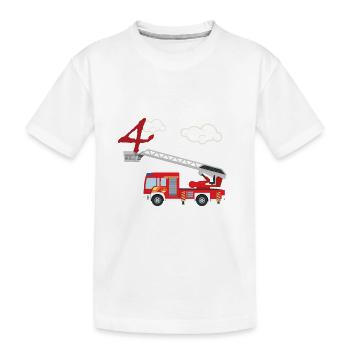 Feuerwehrauto - 4. Geburtstag - Kinder Premium Bio T-Shirt - Weiß - Vorne