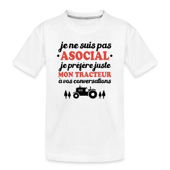 Je préfère juste mon tracteur à vos conversations - T-shirt bio Premium Enfant - blanc - Devant