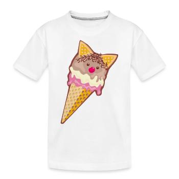 Cats ice cream - delicious chocolate vanilla strawberry waffle - Kids' Premium Organic T-Shirt - white - Front