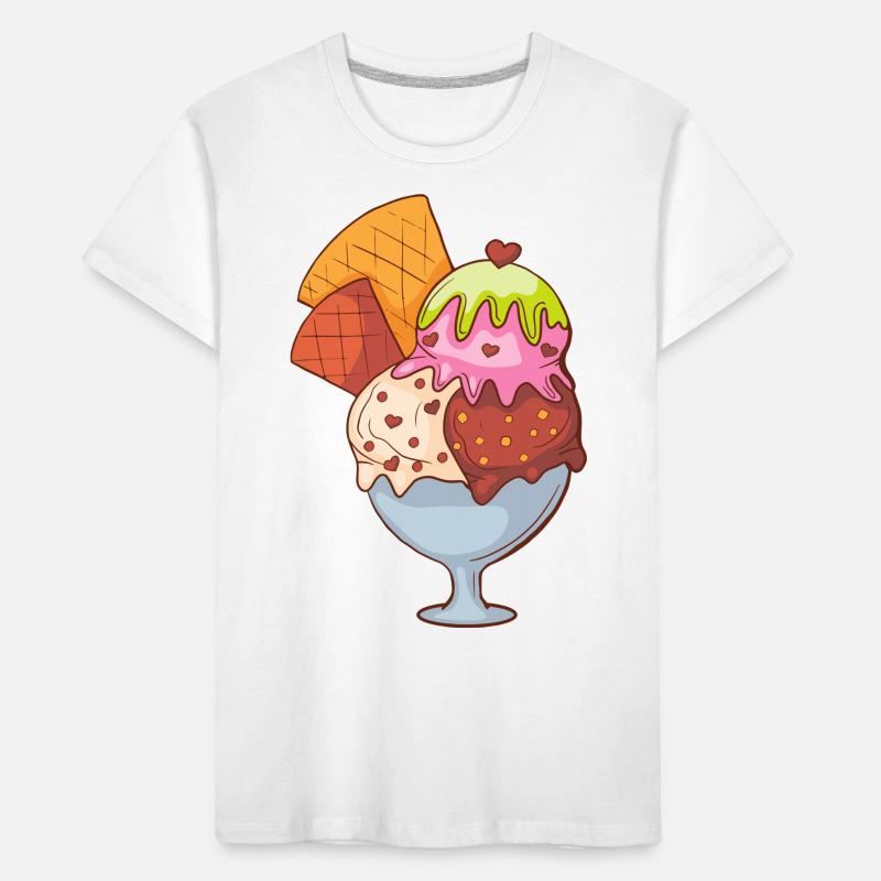 Eis Speiseeis Eiskrem Eiscreme Kugeleis Eisbecher Kinder Premium Bio T-Shirt