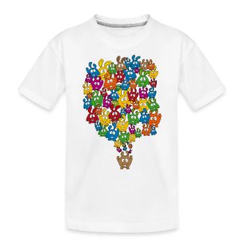 Haufen bunter pummeliger Hasen - Kinder Premium Bio T-Shirt - Weiß - Vorne