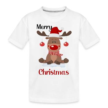 Rentier Weihnachtlich - Kinder Premium Bio T-Shirt - Weiß - Vorne
