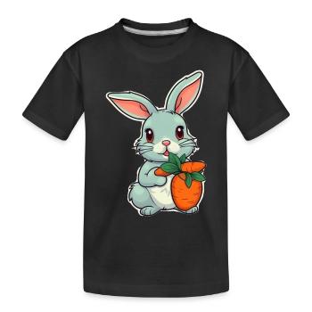 Cute bunny with carrot. Perfect for bunny lovers - Kids' Premium Organic T-Shirt - black - Front