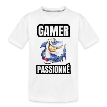 gamer passionné - T-shirt bio Premium Enfant - blanc - Devant