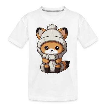 Fuchs Winter Tier Baby Comic - Kinder Premium Bio T-Shirt - Weiß - Vorne