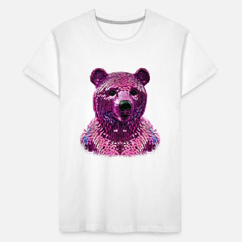 Bear,Sequins,Pink Bear,Shiny Kids' Premium Organic T-Shirt