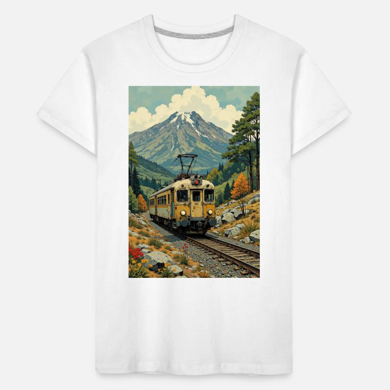 Image de train rétro T-shirt bio Premium Enfant