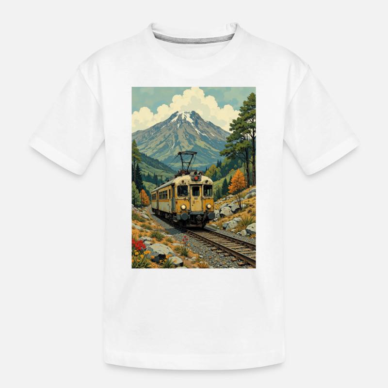 Image de train rétro - T-shirt bio Premium Enfant - blanc