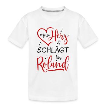 Mein Herz schlägt für Roland - Kinder Premium Bio T-Shirt - Weiß - Vorne