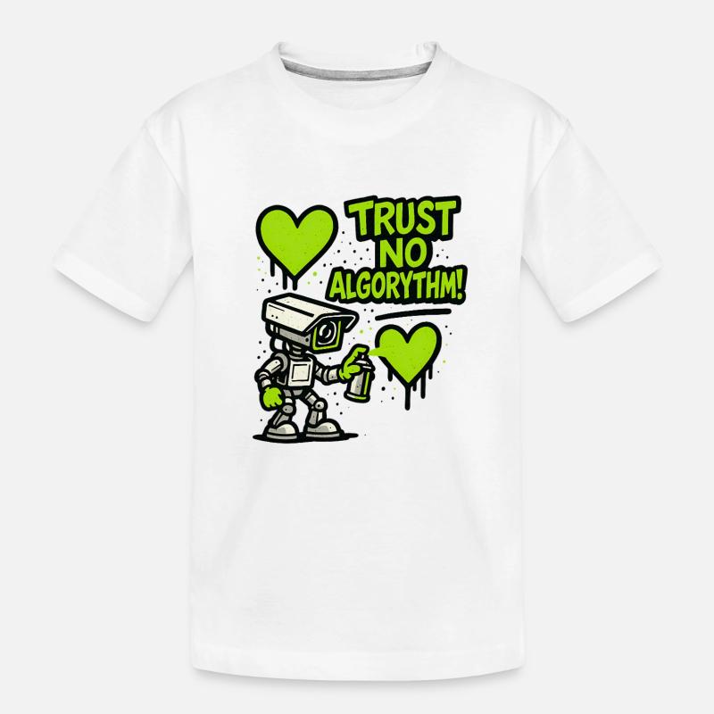 Robot mit Herz und Anti-Algorithmus Botschaft - Kinder Premium Bio T-Shirt - Weiß