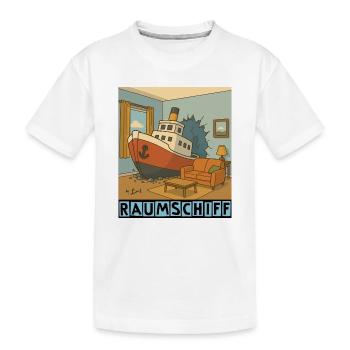 Raumschiff by Rico Beck - Kinder Premium Bio T-Shirt - Weiß - Vorne
