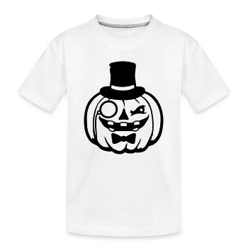 Vornehmer Kürbis Zylinder Monokel Halloween reich - Kinder Premium Bio T-Shirt - Weiß - Vorne