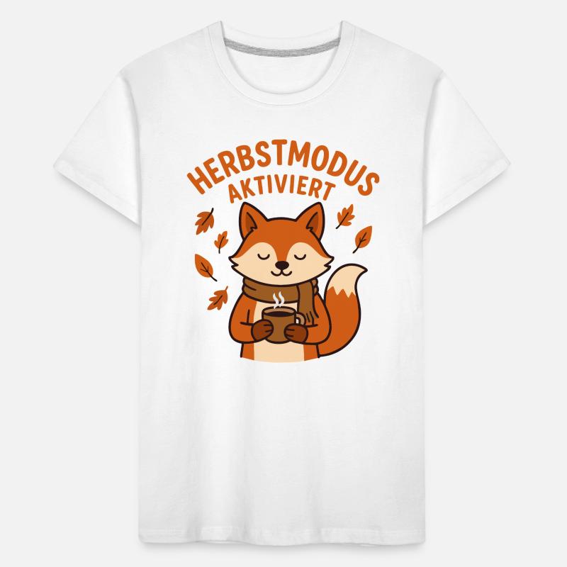 Autumn Mode Enabled | Fox with coffee cup Kids' Premium Organic T-Shirt