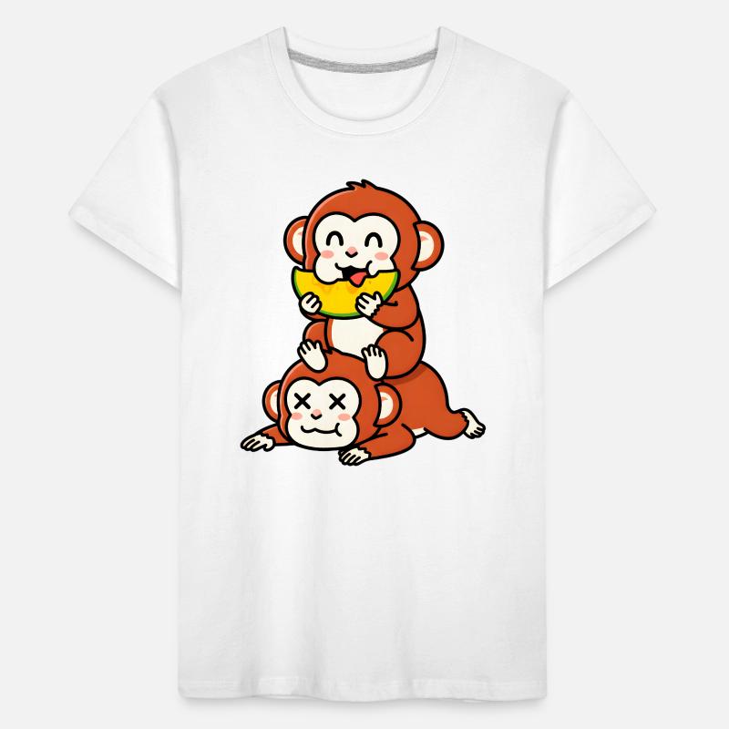 Singe espiègle mangeant de la pastèque sur un ami T-shirt bio Premium Enfant