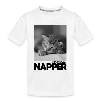 Dormeur professionnel – Chat endormi - T-shirt bio Premium Enfant - blanc - Devant