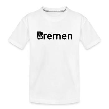 Bremen Ortsschild Skyline mit Bremer Stadtmusikant - Kinder Premium Bio T-Shirt - Weiß - Vorne