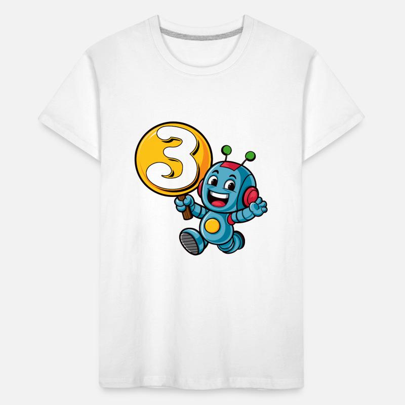 Finally 3 Years Three Third Birthday Robot Kids' Premium Organic T-Shirt
