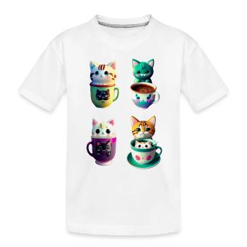 Mein bester Freund ist Kawaii-Kätzchen-Katzenkaffee - Kinder Premium Bio T-Shirt - Weiß - Vorne