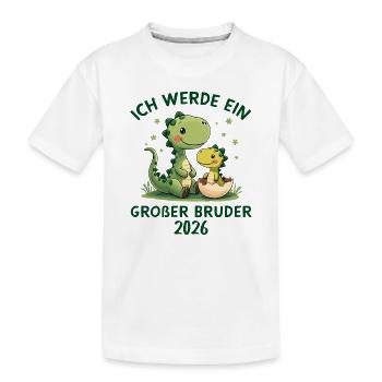 Ich werde großer Bruder 2026 Dino Dinosaurier - Kinder Premium Bio T-Shirt - Weiß - Vorne