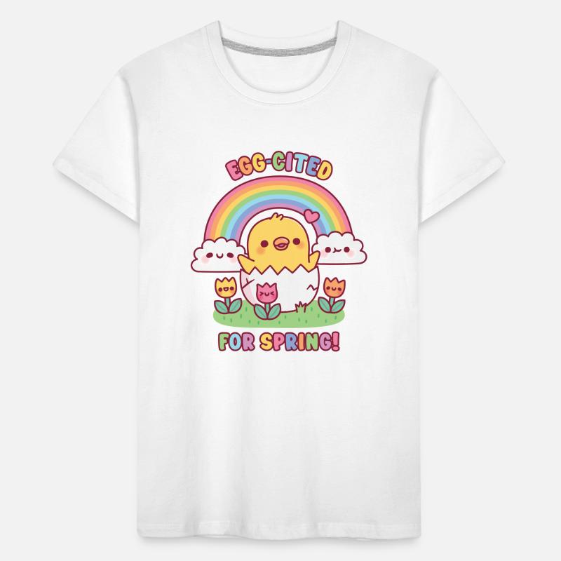 Cute Chick Tulips And Rainbow Egg-cited For Spring Kids' Premium Organic T-Shirt