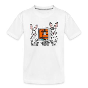 Rabbit Prototyping - Printing rabbits with 3D printer - Kids' Premium Organic T-Shirt - white - Front