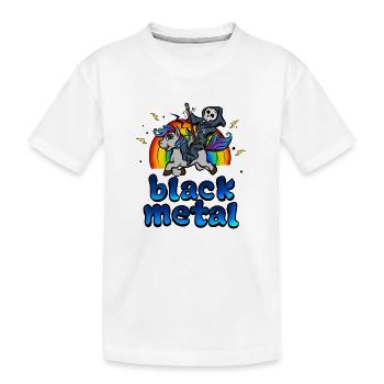 Black Metal Music Unicorn Pony Rainbow Pink Fan - Kids' Premium Organic T-Shirt - white - Front