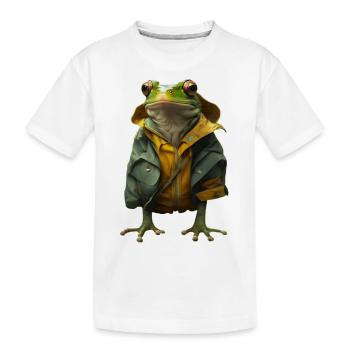 Ein Frosch in seiner Regenjacke - Kinder Premium Bio T-Shirt - Weiß - Vorne