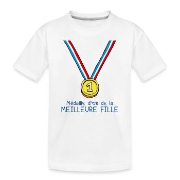 T-shirt Médaille d'or de la meilleure fille - T-shirt bio Premium Enfant - blanc - Devant