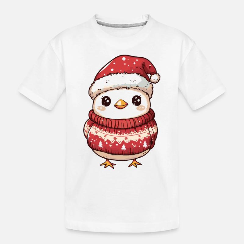 Huhn Weihnachten Comic - Kinder Premium Bio T-Shirt - Weiß