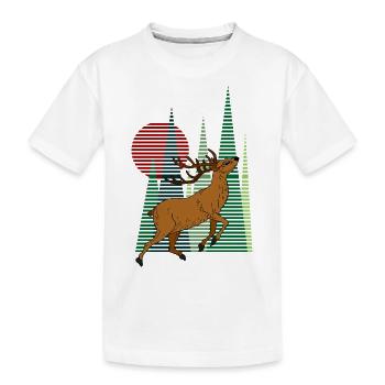 Hirsch - Kinder Premium Bio T-Shirt - Weiß - Vorne
