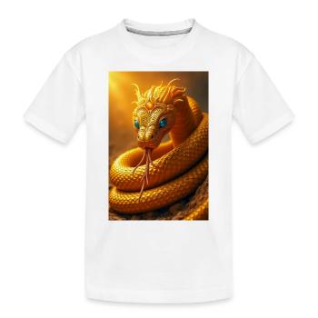 Mehen, dieu serpent d’or enroulé autour du solaire de Râ - T-shirt bio Premium Enfant - blanc - Devant