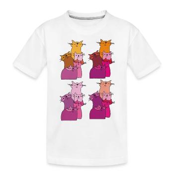katzen treffen muster - Kinder Premium Bio T-Shirt - Weiß - Vorne