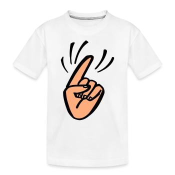 Finger Waggle - Kids' Premium Organic T-Shirt - white - Front