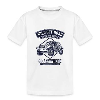 WILD OFF ROAD Jeep Abenteuer - Kinder Premium Bio T-Shirt - Weiß - Vorne