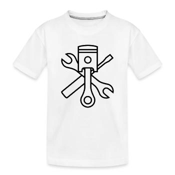Pistons et outils 1c (+ votre texte) - T-shirt bio Premium Enfant - blanc - Devant