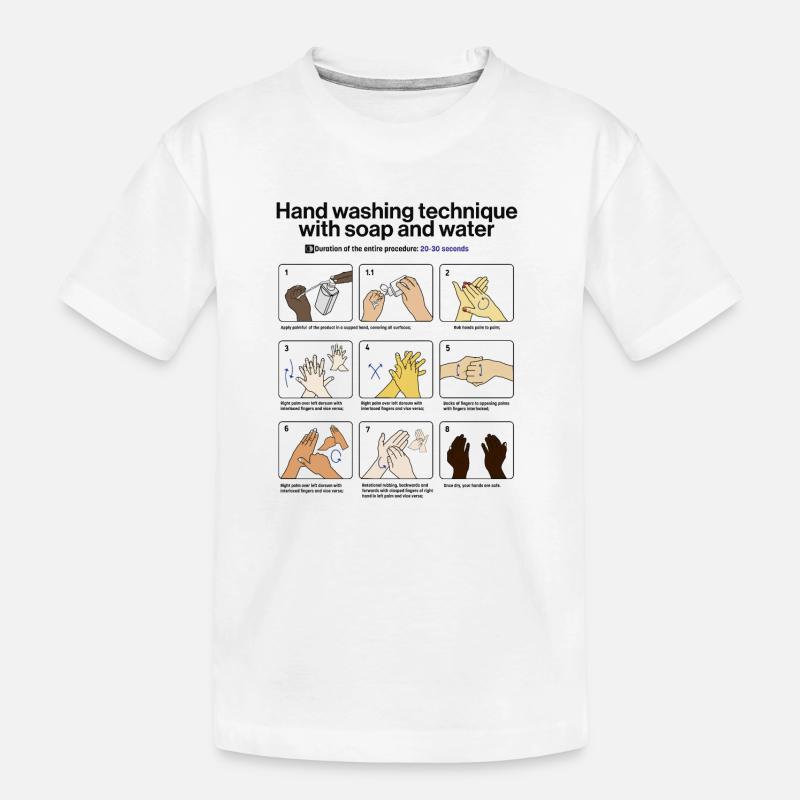 Hand Washing Instructions - Kinder Premium Bio T-Shirt - Weiß