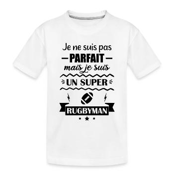 Super Rugbyman Sport Humor Rugby - Kinder Premium Bio T-Shirt - Weiß - Vorne