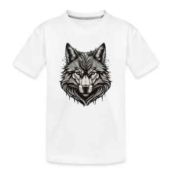 Wolfskopf-Tinte graviert - Kinder Premium Bio T-Shirt - Weiß - Vorne