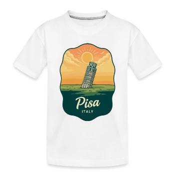 Insigne vintage Sunset de la Tour de Pise - T-shirt bio Premium Enfant - blanc - Devant